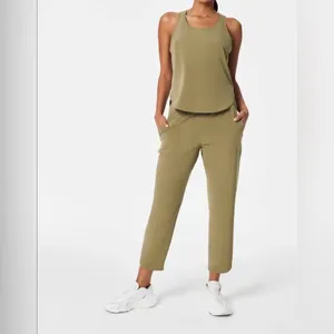 NEW Spanx Out of Office Trousers in Tuscan Olive size large TALL women jogggers thumbnail 3