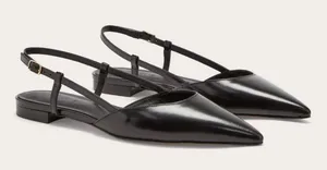 Everlane Italian Leather Pointed Slingback Flats Black Size 8.5 thumbnail 1