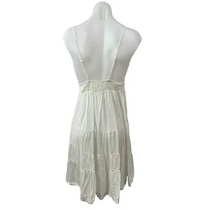 Raviya White Sleeveless V Neck Cami Camisole Tiered Mini A Line Tank Sundress L thumbnail 2