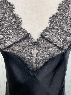 Victoria's Secret Y2K Black Satin Lace Chemise Slip Dress Size Medium Whimsigoth thumbnail 4