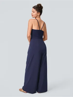 NWT Halara Breezeful Backless Wide Leg Jumpsuit XL Patriot Blue Pockets thumbnail 2