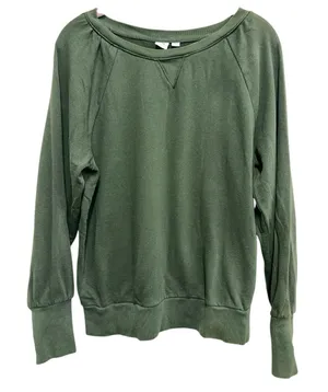 Gap Olive Puff Sleeve‎ Sweatshirt Soft Casual Pullover thumbnail 1