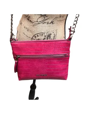 Dana Buchman Raspberry Croc Embossed Crossbody Bag Faux Leather, NWT thumbnail 2