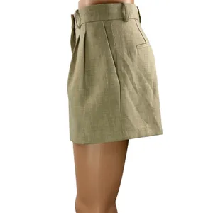 Aritzia Babaton Atelier Women's Beige Pleated High Waisted Casual Dress Shorts 4 thumbnail 2