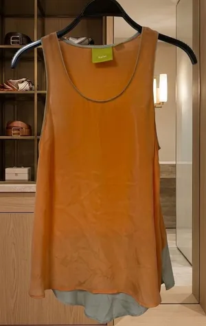 Maeve Anthropologie Orange Layered Silk Tank Top thumbnail 1