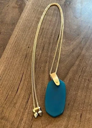 Kendra Scott Gold Inez Blue Agate Pendant Necklace Adjustable thumbnail 1