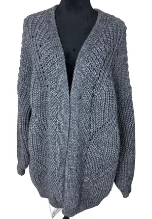Elsamanda Gray Blend Cardigan - L Alpaca and Wool thumbnail 1