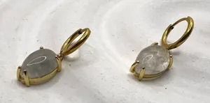 Earrings water droplets‎ heart Gold thumbnail 1