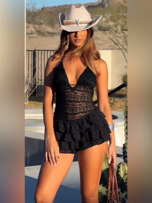 White Fox Boutique Black Lace Ruffle Mini Dress thumbnail 6