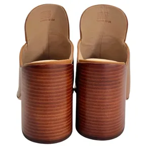Antonio Melani Romann Brown Leather Square Toe Chunky Block Heel Mules thumbnail 8