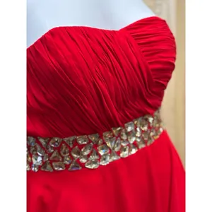 Red Strapless‎ Corset Back Cocktail Dress Jewel Waist Prom Homecoming Mini thumbnail 2
