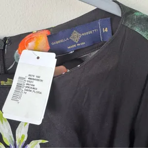 New! Gabriella Rossetti Lucrezia Black Floral Midi‎ Dress Size 14 thumbnail 5