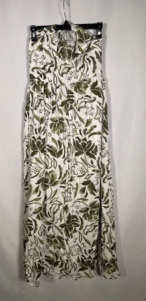 1. State Womens Green White Floral Linen Maxi Halter Dress Small thumbnail 1