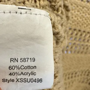 NY Collection Tan Open Knit Dolman Sleeve Sweater XL Beige Crochet Festival Boho thumbnail 8