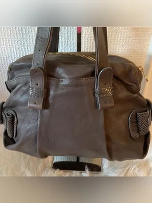 See by Chloé Gray Brown Leather Shoulder Bag Snakeskin Trim thumbnail 13