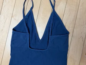 By Together Slate Blue Ribbed & Seamless Low Back Stretch Bralette Top Size S/M thumbnail 5
