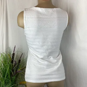 Anthropologie White Short Sleeve Striped Knit Tank Top S thumbnail 3