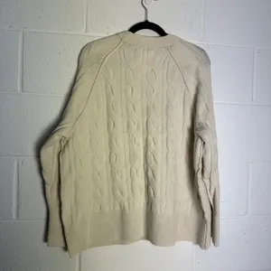 Aerie Cream Cable Knit Crew Neck Sweater Raglan Long Sleeve Ivory Medium thumbnail 4