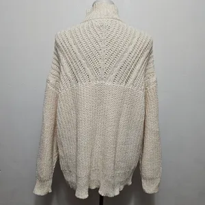 Aerie Cream Button Mockneck Cable Knit Detail Sweater Size Large thumbnail 5