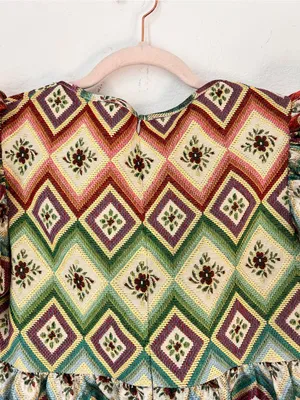 Autumn Adeigbo Oona Abstract Print Puff Sleeve Babydoll Mini Dress Size 8 thumbnail 6