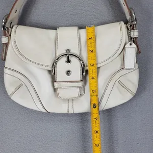 Coach Soho Flap Shoulder Bag‎ White Leather Buckle 9247 Y2K Vintage Small thumbnail 8