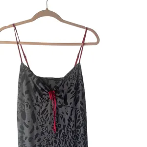 Jones New York Large Black Animal Print Vampire Goth Night Gown Maxi Slip‎ Dress thumbnail 2