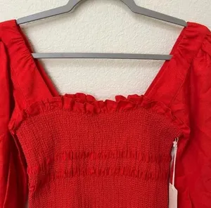 NWT CAPULET x REVOLVE | Siobhan Smocked Ruffle Mini Dress in Tangerine | Size M thumbnail 5