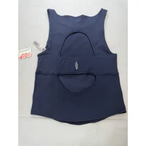 Free People Free Throw Unwind Cami Womens M/L Navy New Ribbed Cut-Out Back thumbnail 6