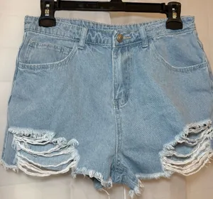 Princess Polly Light Blue Distressed Denim Shorts Sz 8 thumbnail 1