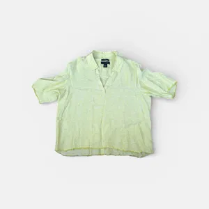 Tahari Womens 100% linen‎ green/yellow top size 1X thumbnail 2
