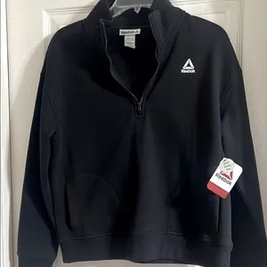 Reebok Black Quarter-Zip Sweatshirt with Mock‎ Neck thumbnail 1