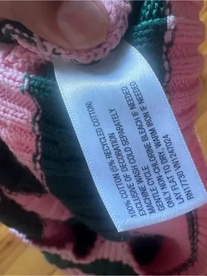 All in Motion Cable Knit Sweater Pink Green Striped “Take It Easy” XS Cozy thumbnail 6