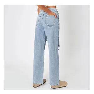 Free Assembly Jeans High Rise 90s Straight Leg Light Wash Ripped High Waist 10 thumbnail 2