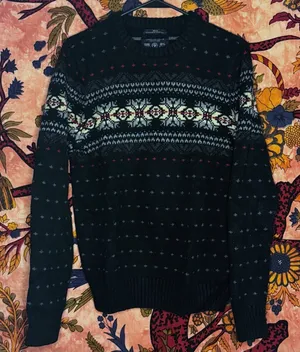 Black and Grey American Eagle Classic Winter Sweater thumbnail 1