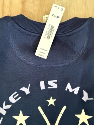 Victoria's Secret PINK Hockey Sweatshirt Size XS Navy Blue Crewneck NWT thumbnail 7