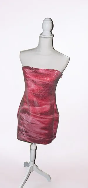 Cute Sequin Pink Tube Top Dress thumbnail 1