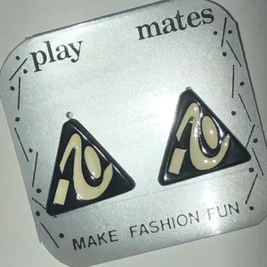 Play Mates Black & Cream Triangle Stud Earrings thumbnail 2