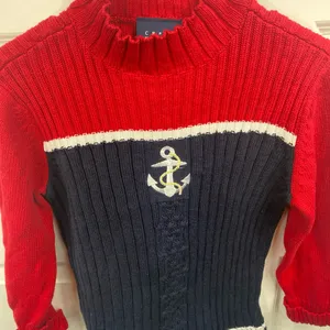 Vintage Knit Pullover Sweater Anchor Nautical Mock Neck Fisherman Embroidered M thumbnail 3