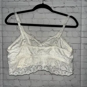 NWOT Aerie Lace Trim Bralette White Full Coverage‎ Comfort Lounge Bra Size XXL thumbnail 3