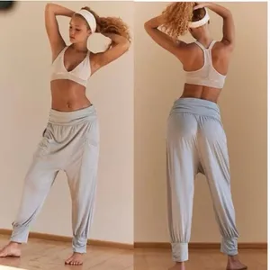 NWOT FREE PEOPLE Movement X Free People Victory Harem Pants - Beach Fog thumbnail 2