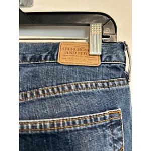 Abercrombie & Fitch Y2K Low Rise Straight Leg Cuffed Jeans Sz:00 Blue Button Fly thumbnail 7