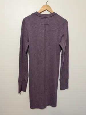 Free People We the Free Button Down Ribbed Dress Size Large Purple Beach Boho thumbnail 6