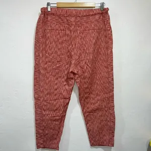 Anthropologie Brand Coral Red Longshore Size M Cotton High Rise Cropped Pants thumbnail 3