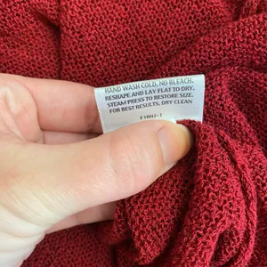 Eileen Fisher‎ Wine Red Linen Blend Open Knit Open Front Ruffle Cardigan Size XS thumbnail 9