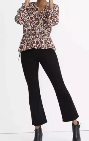 Madewell Side Drawstring Ruffle Hem Top in Viola Floral thumbnail 1