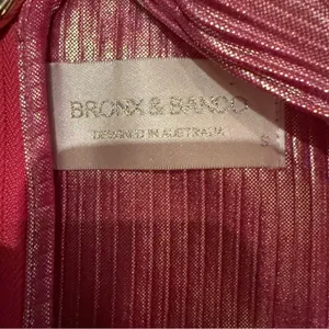 Bronx & Banco Sonny Strapless Cut Out High Slit Maxi Dress Gown in Metallic Rose thumbnail 9