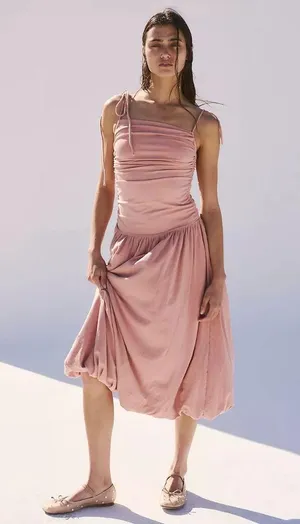 NWT FREE PEOPLE Liza Drop-Waist Midi Color: Tuscany Size M thumbnail 3