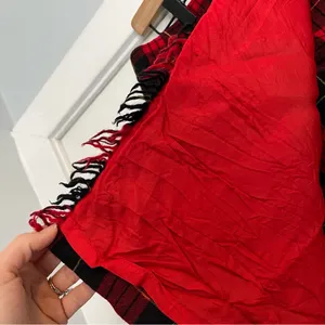 Vintage Episode Red and Black Plaid Wrap mini Skirt 10 tartan holiday wool thumbnail 3