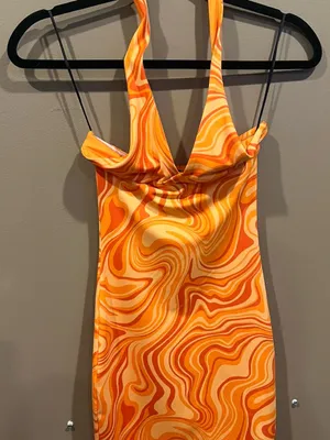H&M Orange Swirl Mini Dress thumbnail 2