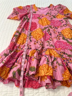 Karlie Women’s M Floral Bubble Sleeve V-Neck Ruffle-Hem Mini Dress with Pockets thumbnail 4